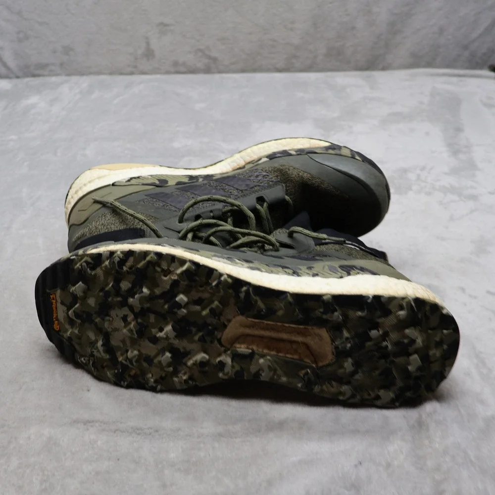 Adidas Mens 12 Athletic Shoes Green Camo Terrex Free Hiker Boost Trail Trekking
